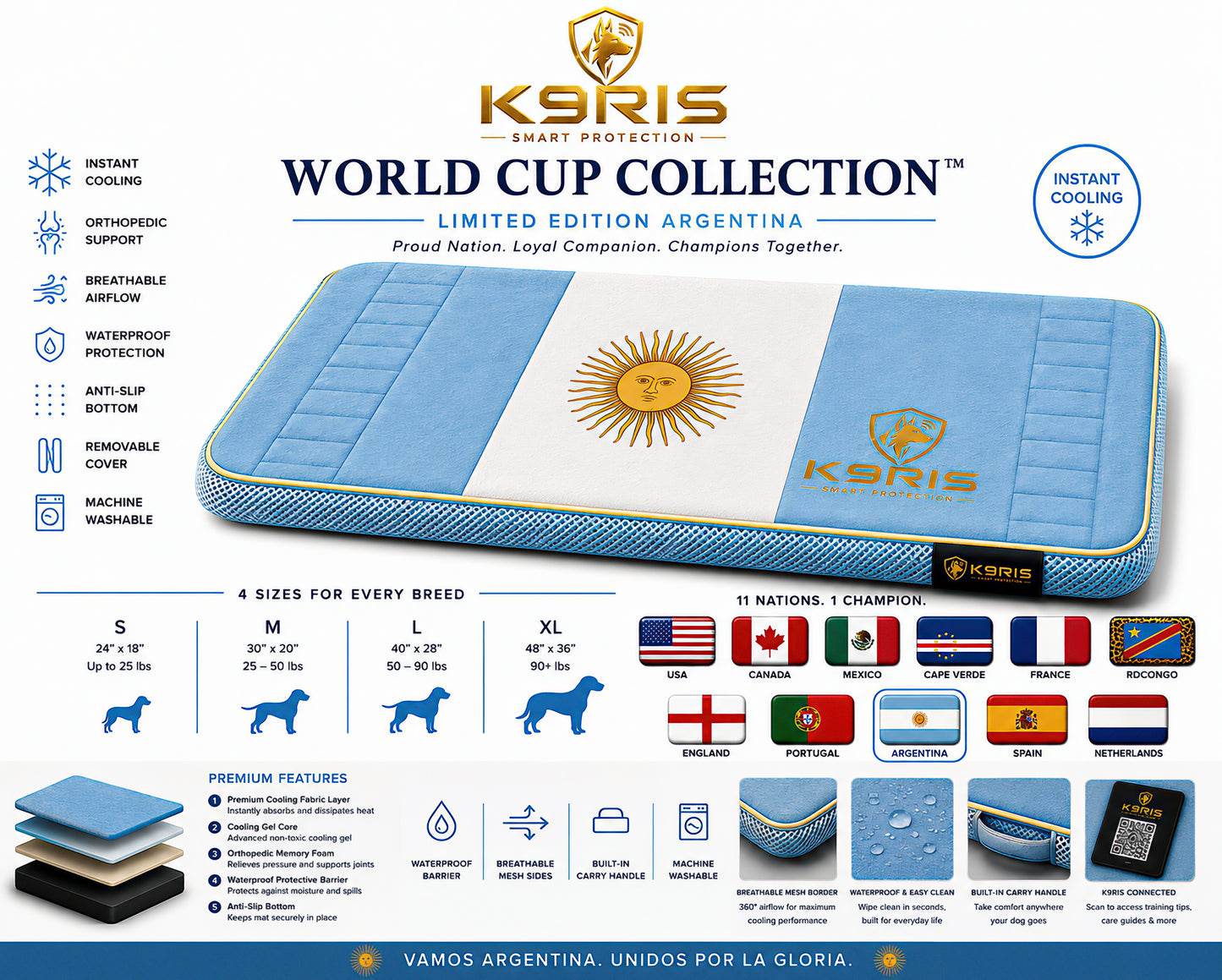 K9RIS™ World Cup Collection — Premium Orthopedic Cooling Bed | Coming Soon