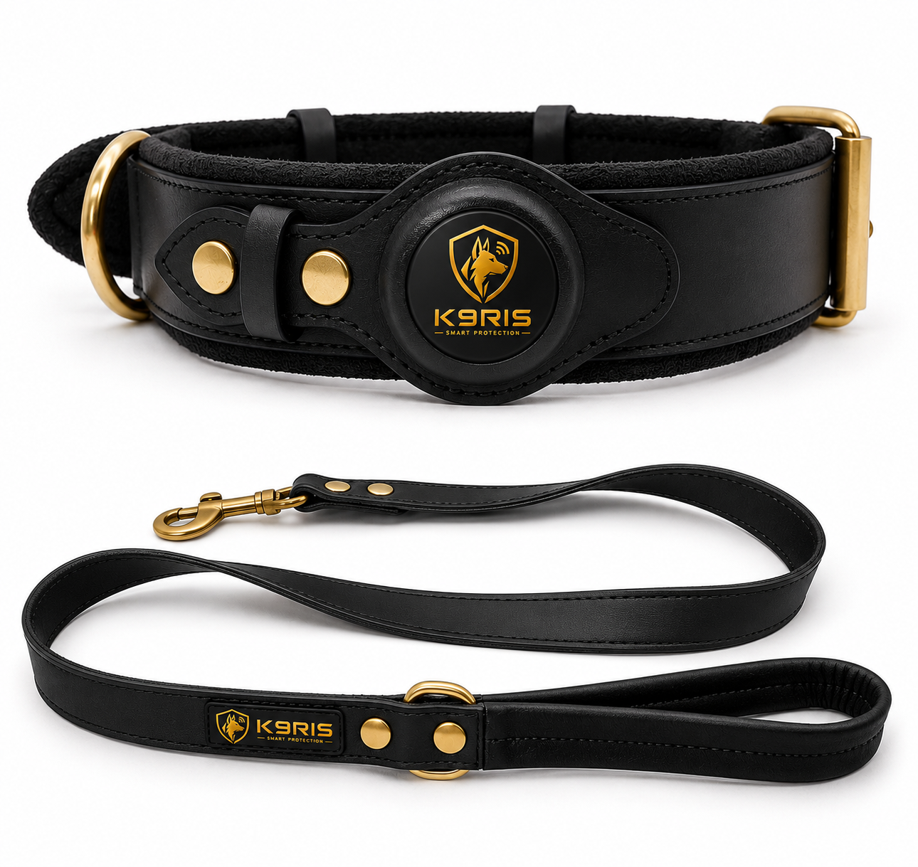 K9RIS Heritage™ Leather AirTag Collar + Leash Set