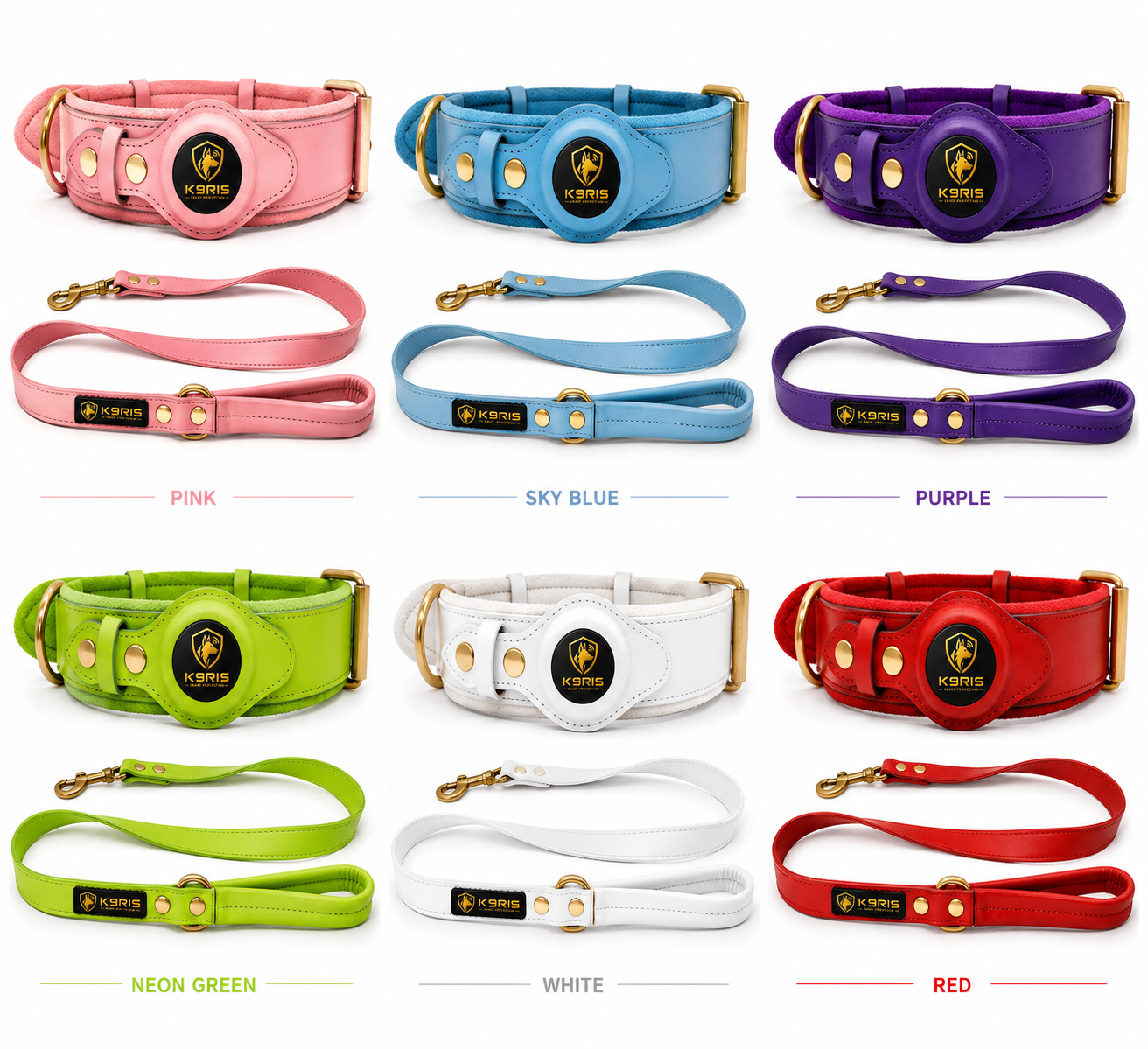 K9RIS Heritage™ Leather AirTag Collar + Leash Set