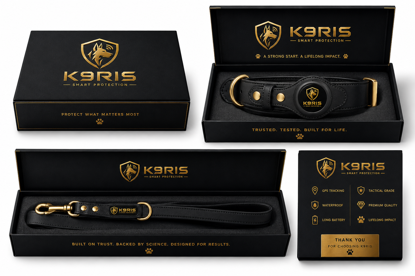 K9RIS Heritage™ Leather AirTag Collar + Leash Set