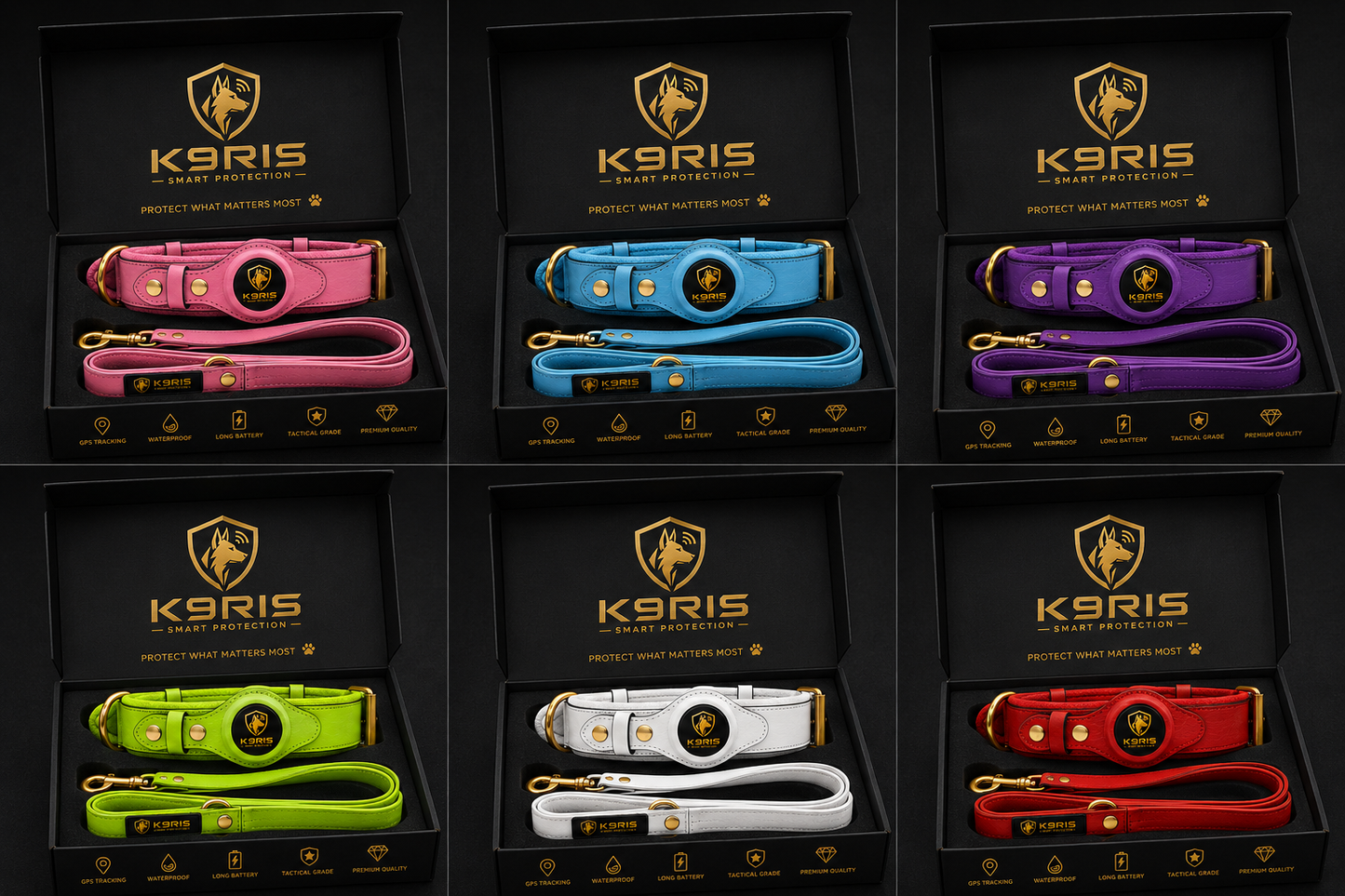 K9RIS Heritage™ Leather AirTag Collar + Leash Set