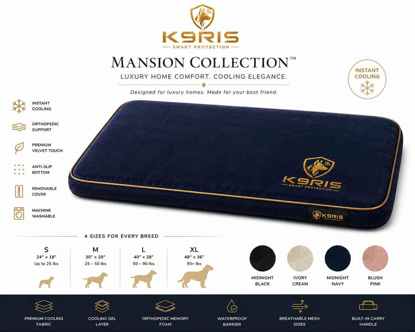 K9RIS Mansion Collection™ — Premium Cooling Mat | Coming Soon