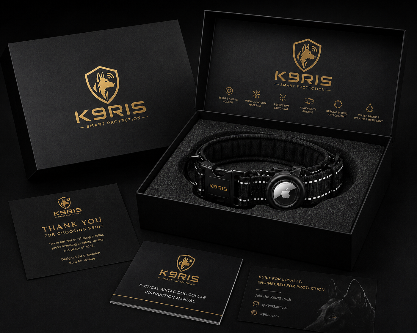 K9RIS Tactical AirTag Collar — Premium Heavy-Duty Dog Collar