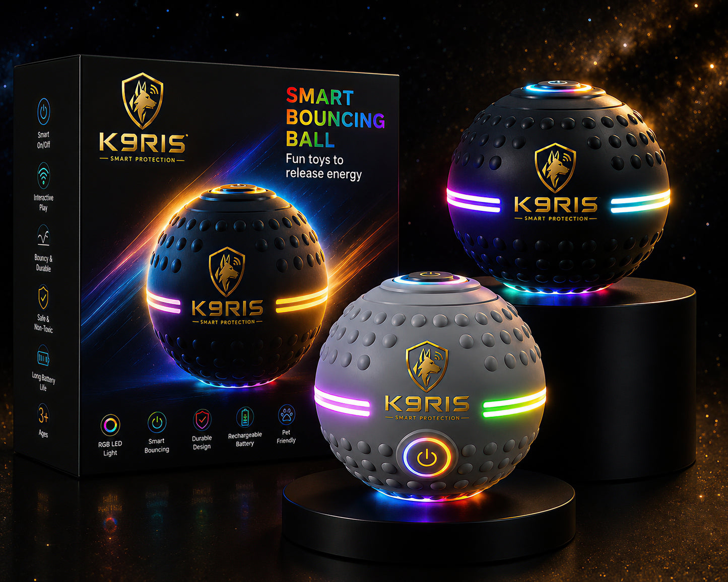 K9RIS™ OrbitBall — Smart Bouncing Dog Toy