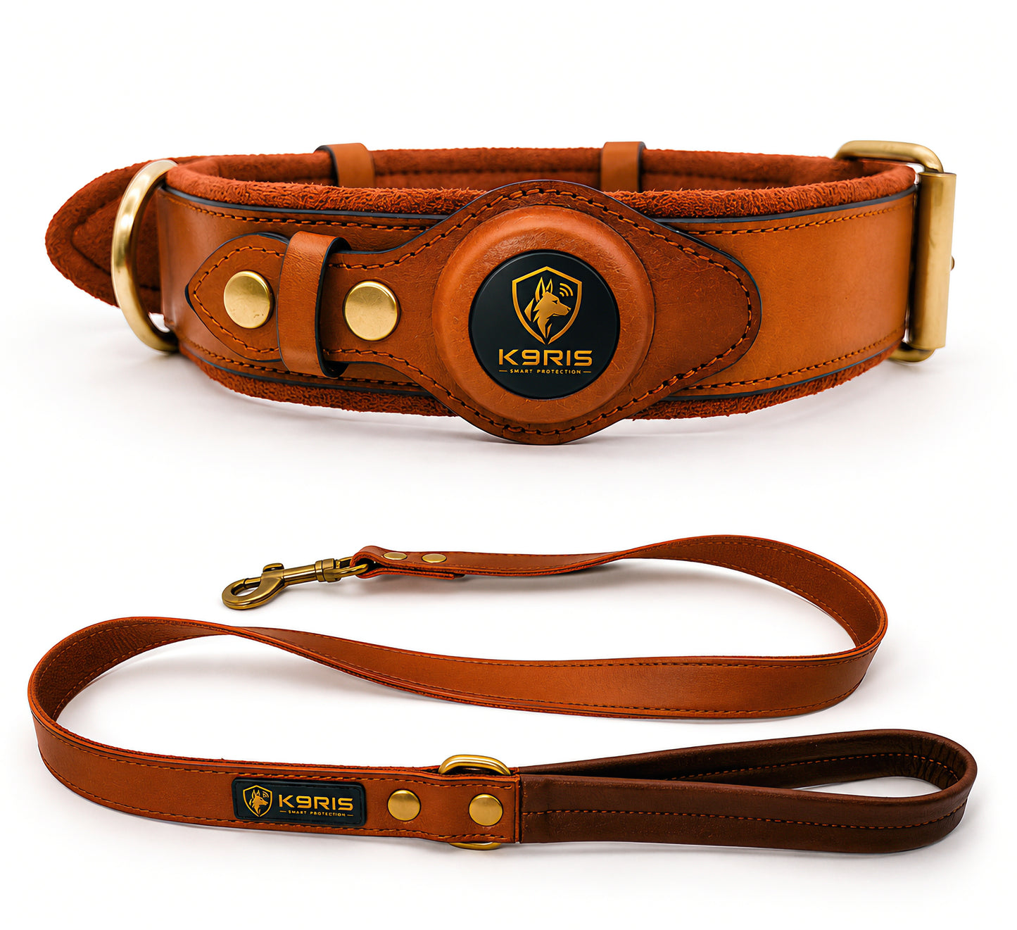 K9RIS™ Heritage Leather AirTag Collar + Leash Set