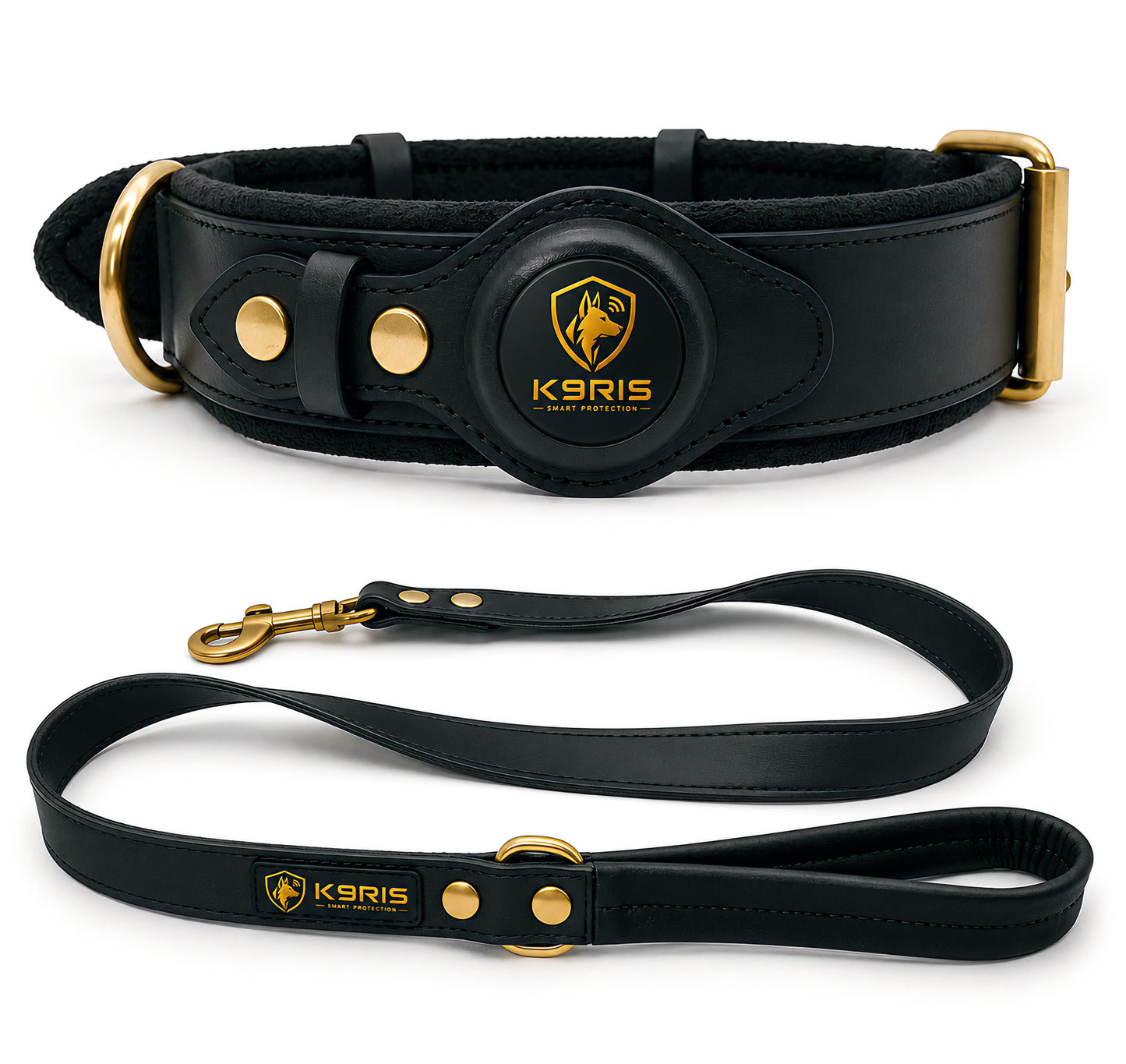 K9RIS™ Heritage Leather AirTag Collar + Leash Set