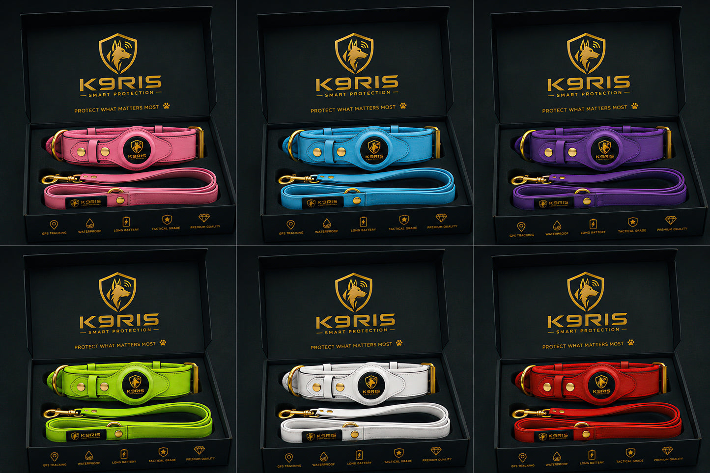 K9RIS™ Heritage Leather AirTag Collar + Leash Set