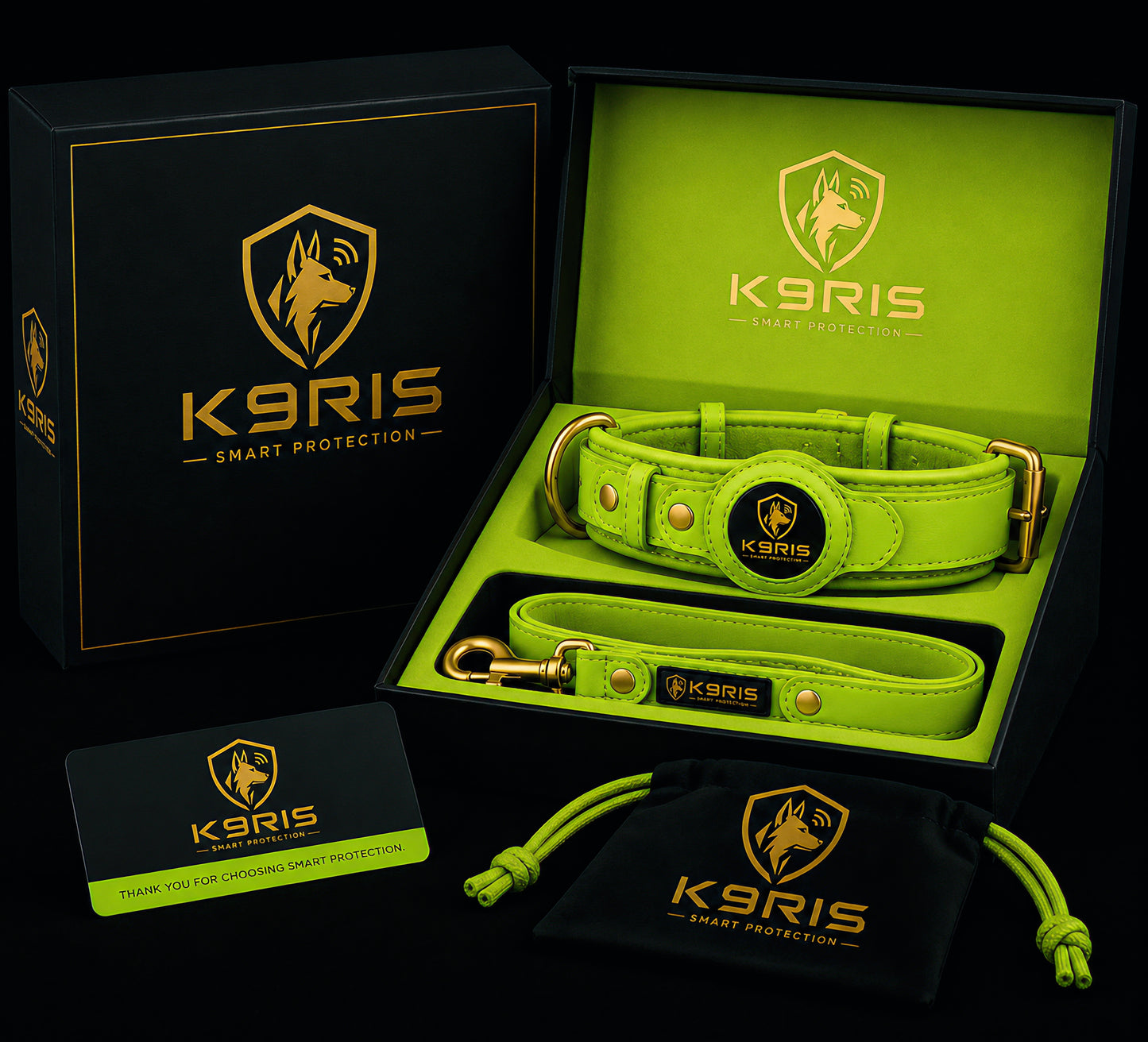 K9RIS™ Heritage Leather AirTag Collar + Leash Set