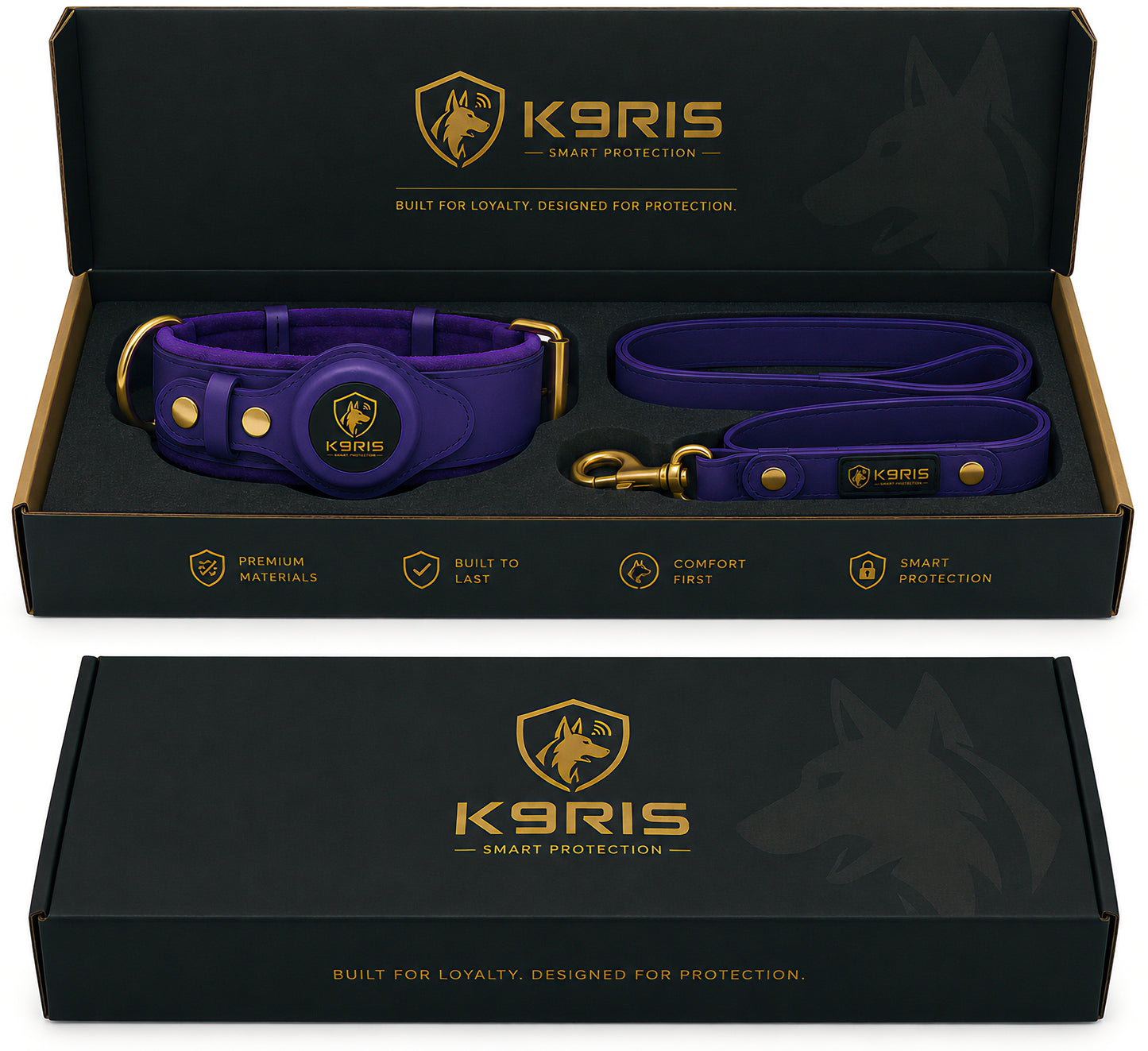 K9RIS™ Heritage Leather AirTag Collar + Leash Set