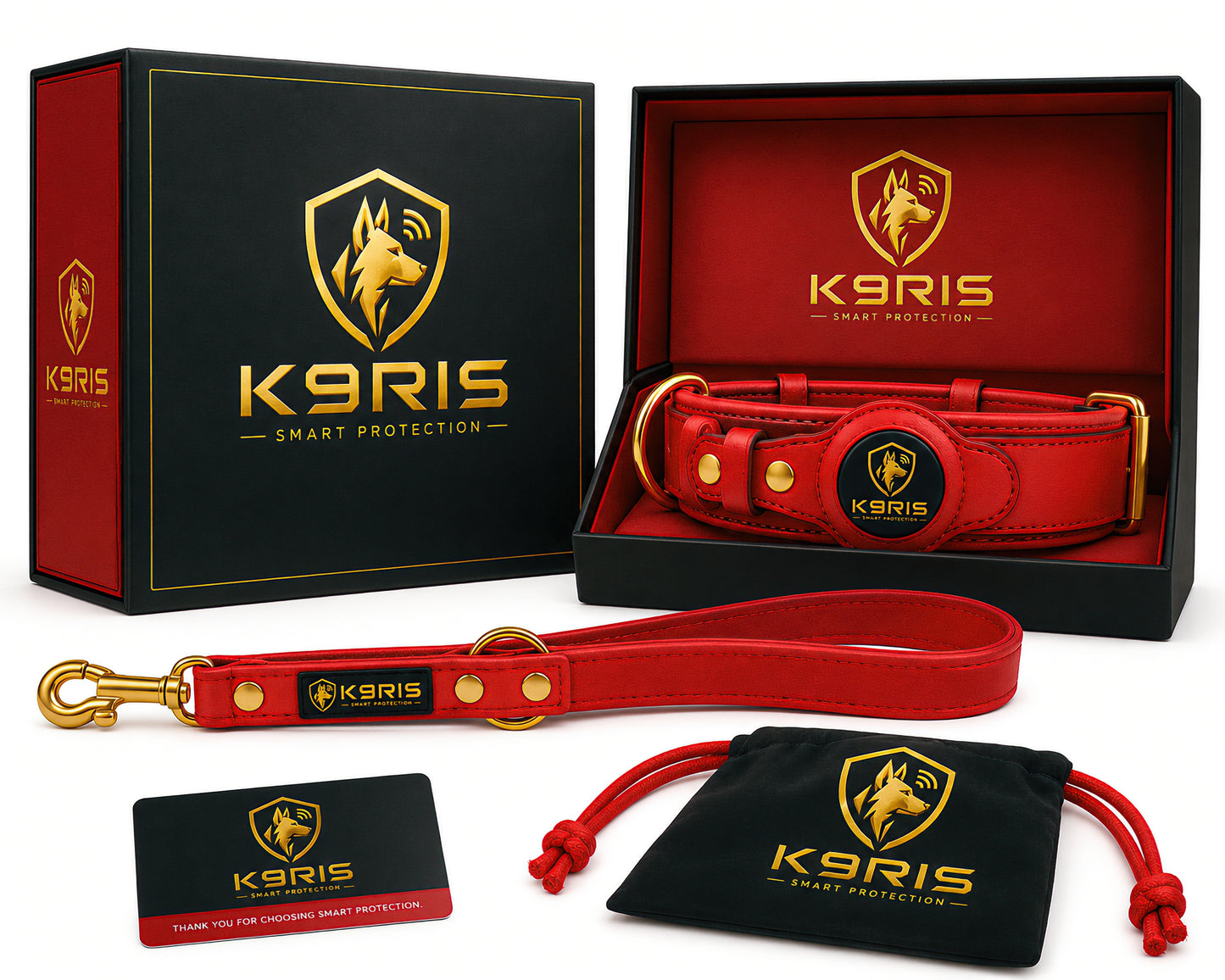 K9RIS™ Heritage Leather AirTag Collar + Leash Set