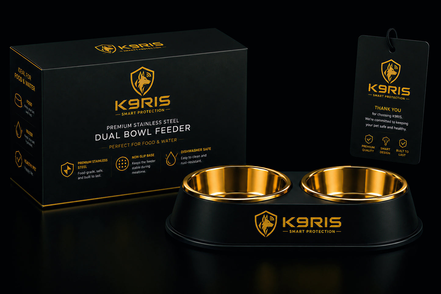 K9RIS Premium Stainless Steel Dual Bowl Feeder™