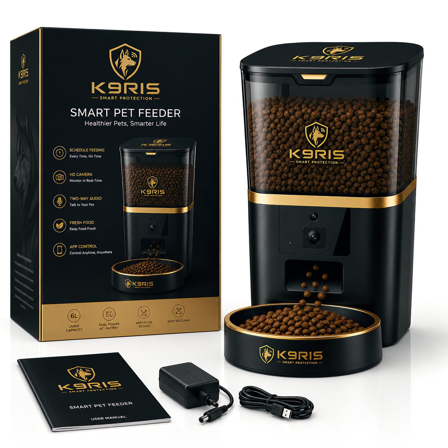 K9RIS™ Smart Pet Feeder | 6L | 1080P HD Camera | App Control