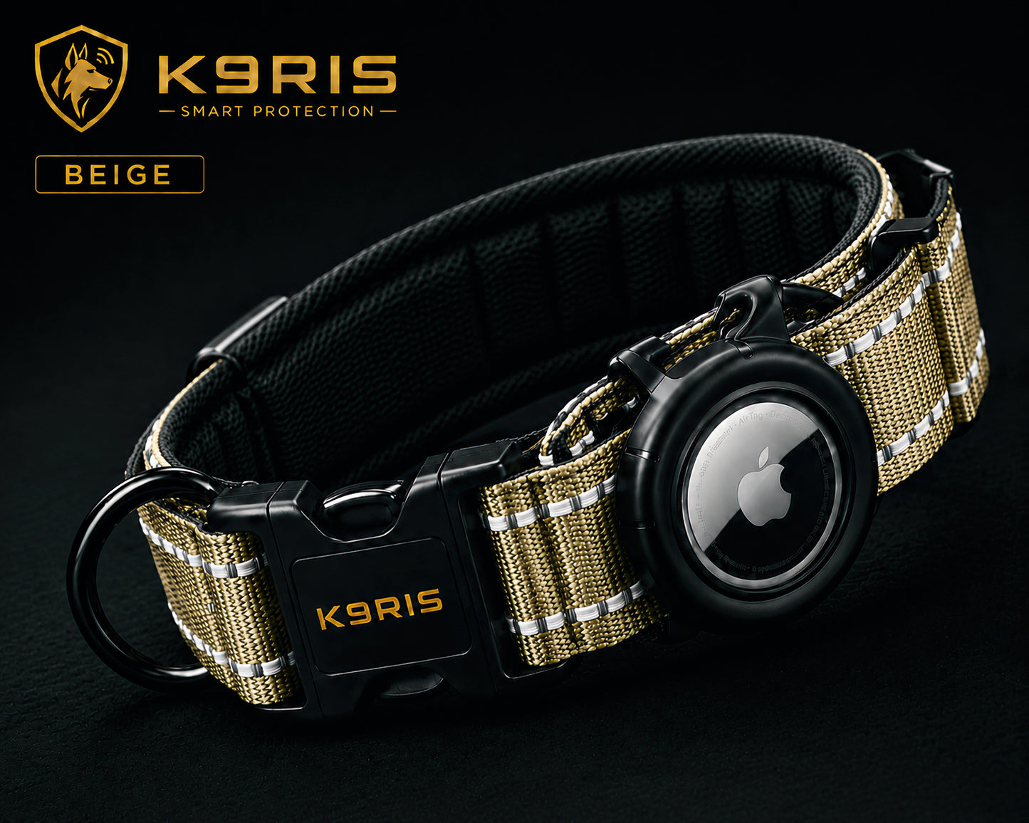 K9RIS Tactical AirTag Collar — Beige color variant