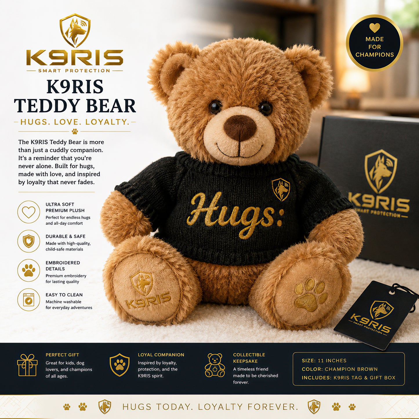 K9RIS™ Hugs: Teddy Bear Plush