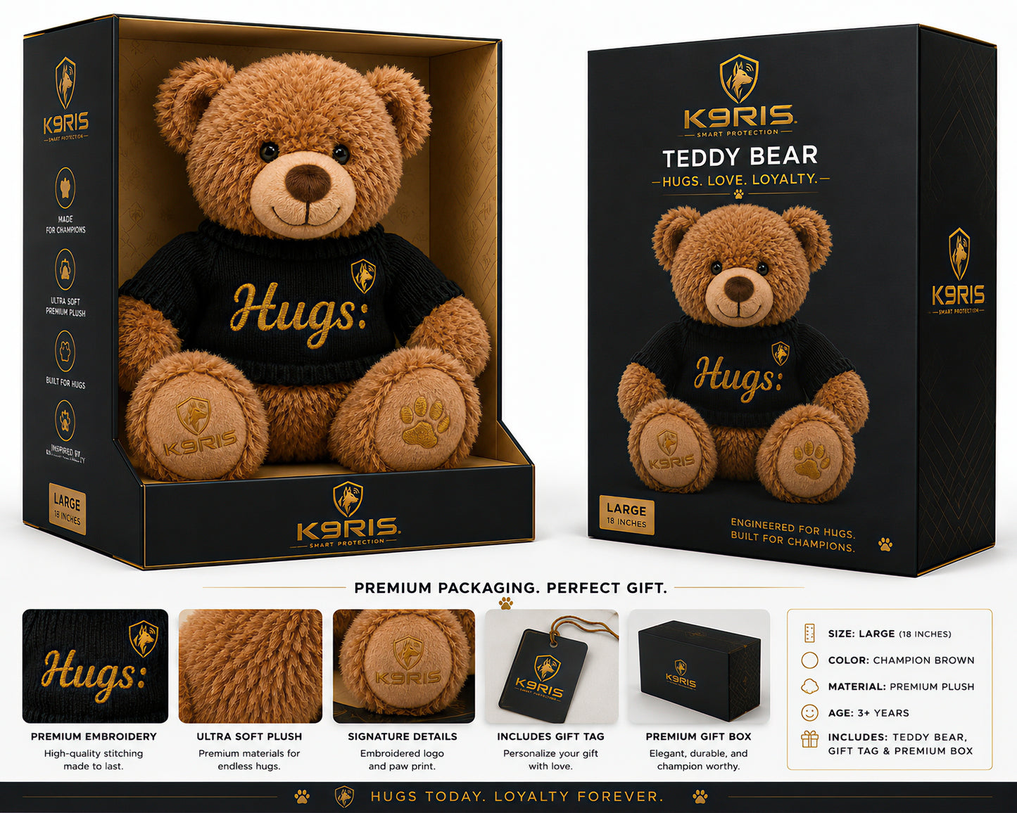 K9RIS™ Hugs: Teddy Bear Plush