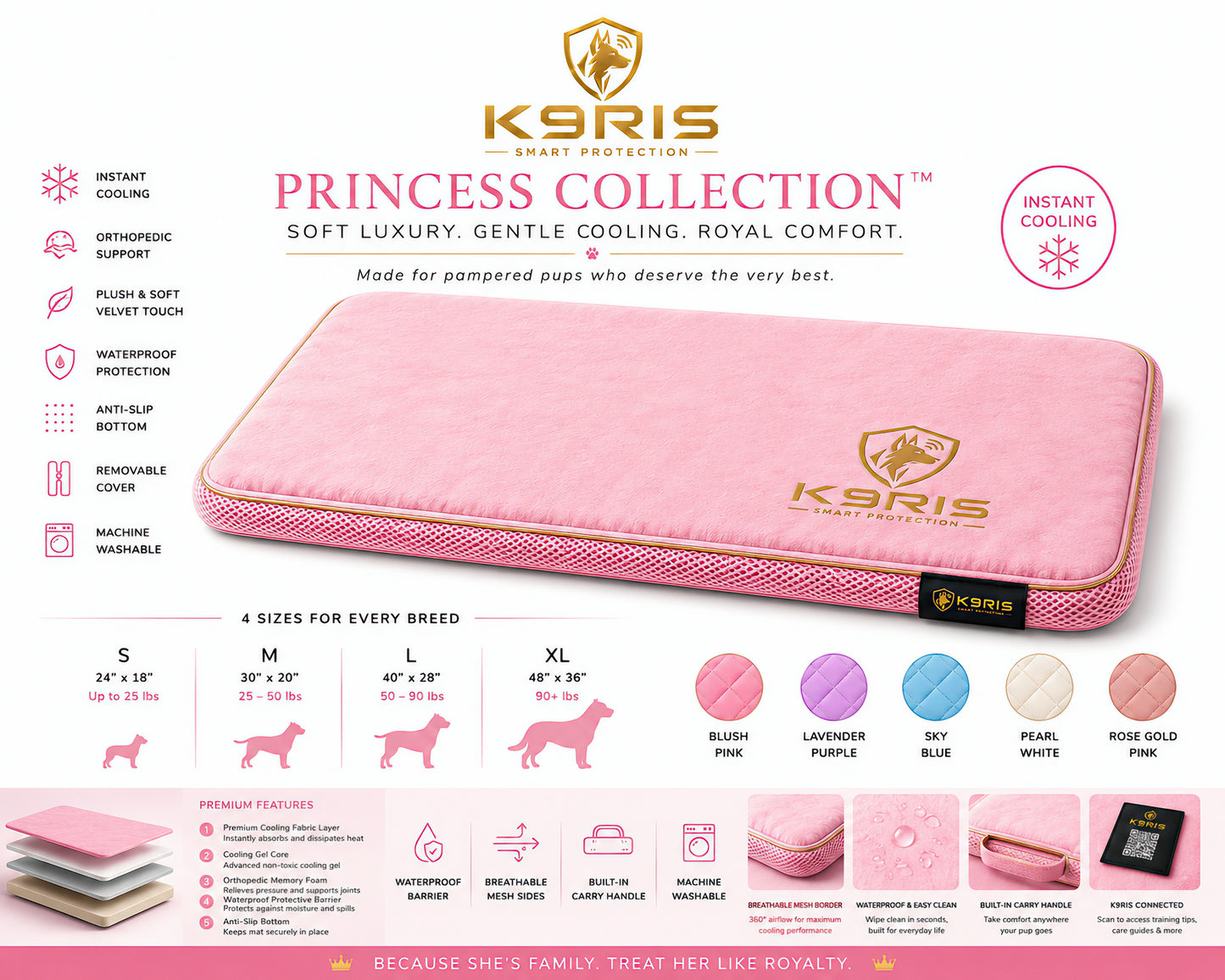 K9RIS™ Princess Collection — Premium Orthopedic Cooling Bed | Coming Soon