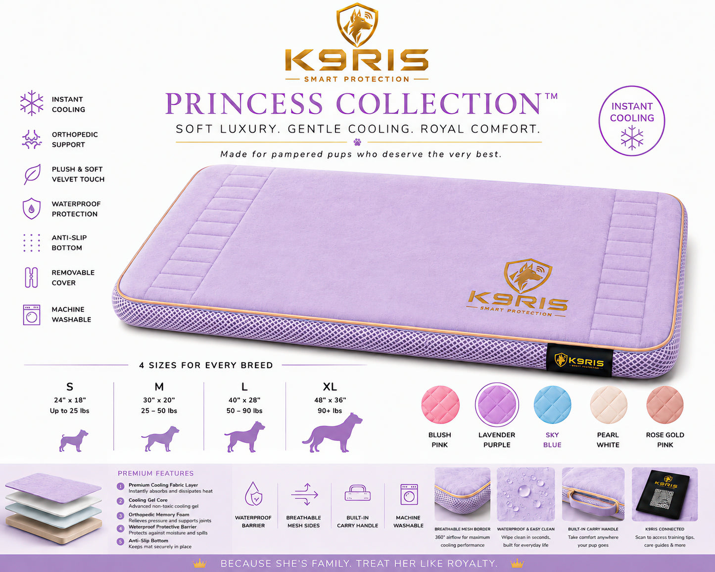 K9RIS™ Princess Collection — Premium Orthopedic Cooling Bed | Coming Soon
