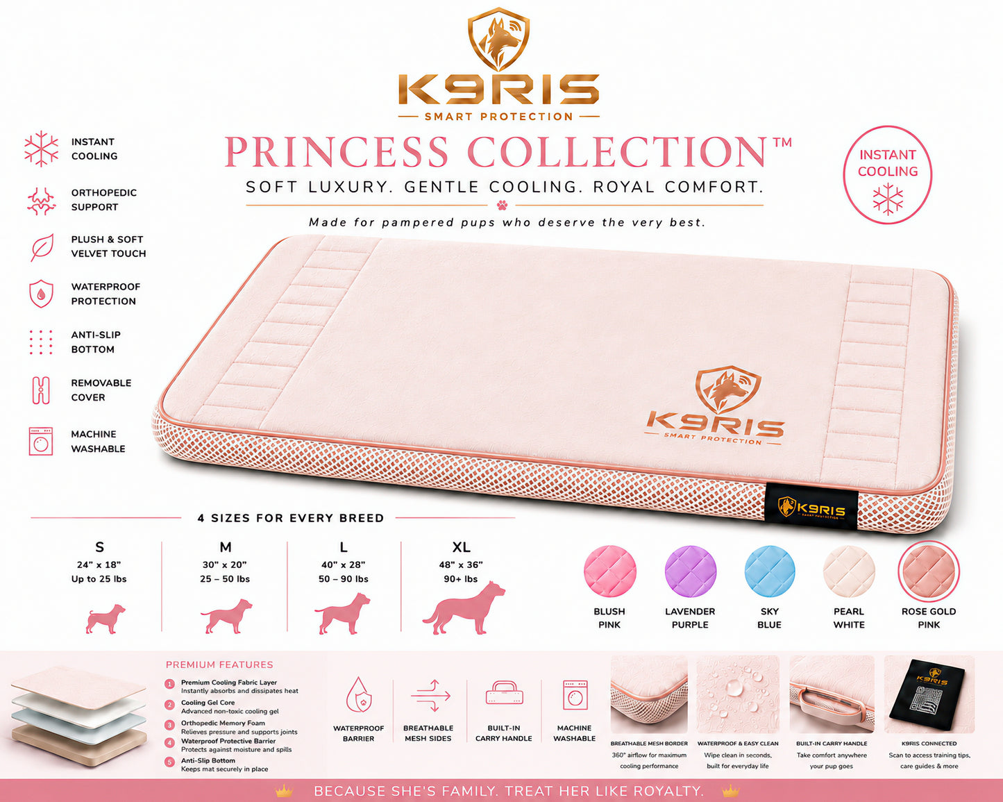 K9RIS™ Princess Collection — Premium Orthopedic Cooling Bed | Coming Soon