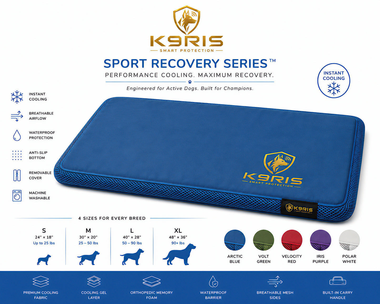 K9RIS™ Sport Recovery Series — Premium Orthopedic Cooling Bed | Coming Soon