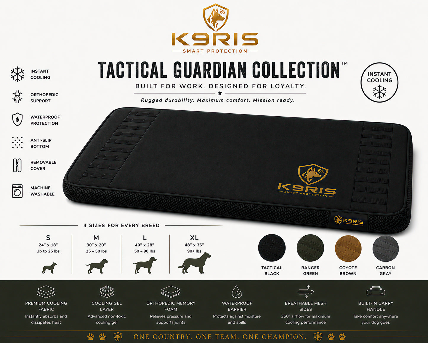 K9RIS™ Tactical Guardian Collection — Premium Orthopedic Cooling Bed | Coming Soon