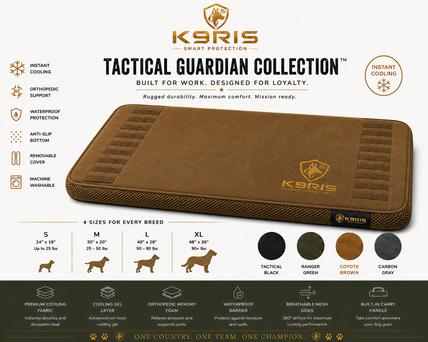 K9RIS™ Tactical Guardian Collection — Premium Orthopedic Cooling Bed | Coming Soon