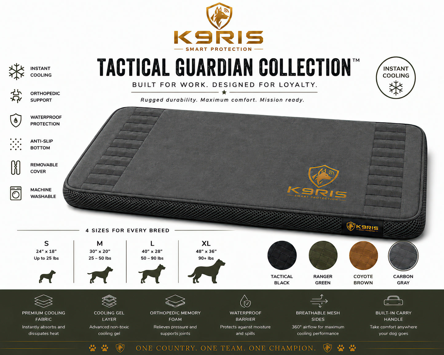 K9RIS™ Tactical Guardian Collection — Premium Orthopedic Cooling Bed | Coming Soon