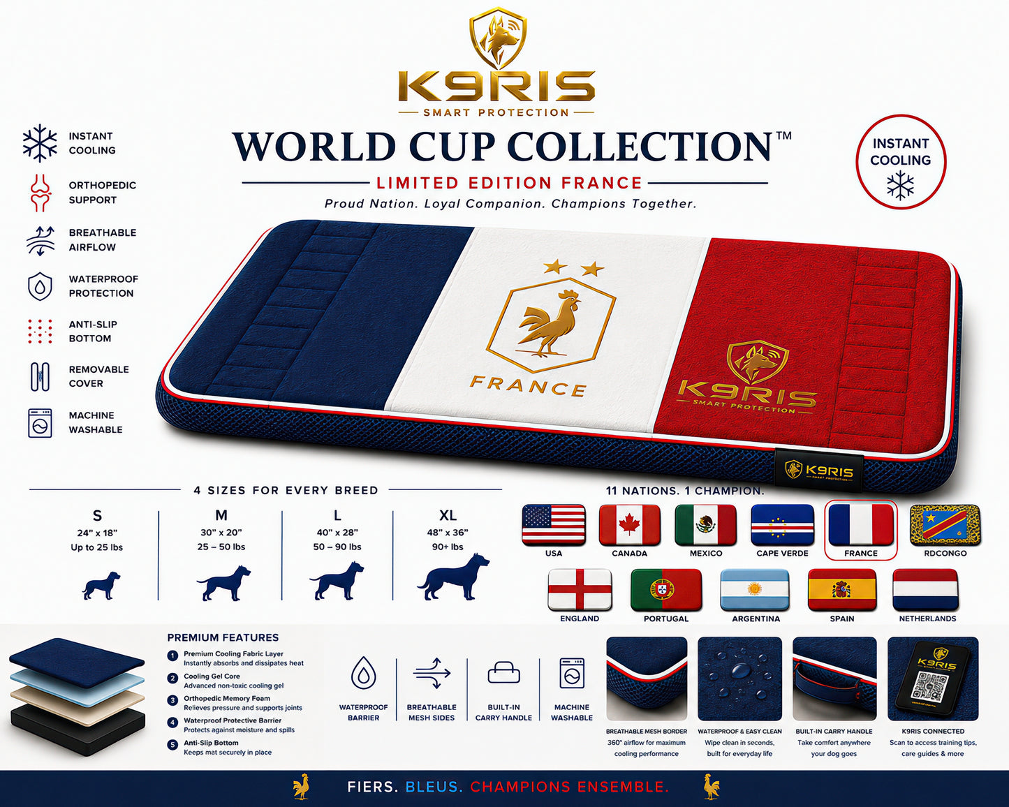 K9RIS™ World Cup Collection — Premium Orthopedic Cooling Bed | Coming Soon