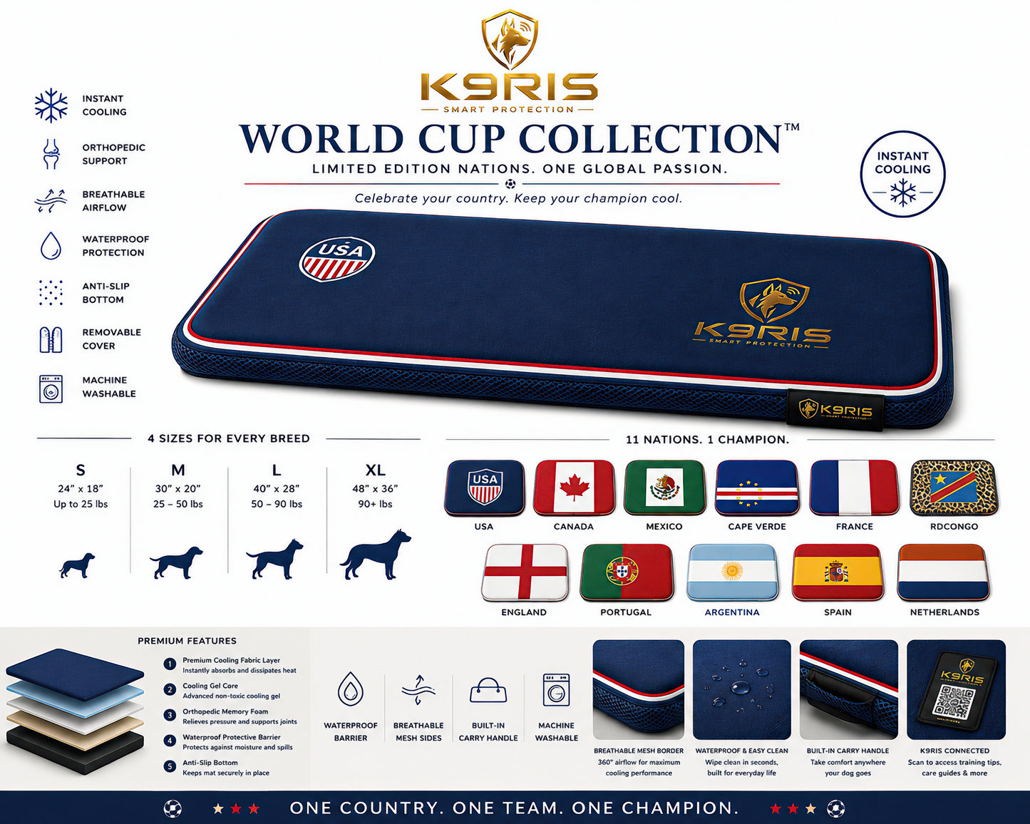 K9RIS™ World Cup Collection — Premium Orthopedic Cooling Bed | Coming Soon