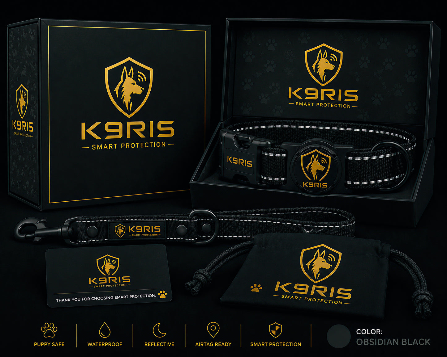 K9RIS™ Featherlight Protection Collar | Built-In AirTag Holder | Small to Medium-Large Dogs