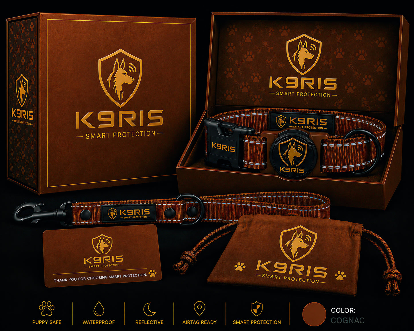 K9RIS™ Featherlight Protection Collar | Built-In AirTag Holder | Small to Medium-Large Dogs