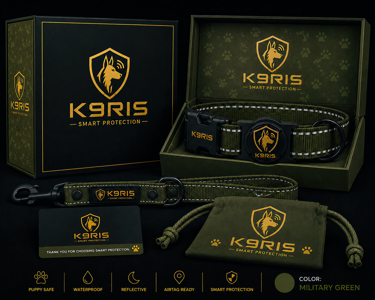 K9RIS™ Featherlight Protection Collar | Built-In AirTag Holder | Small to Medium-Large Dogs