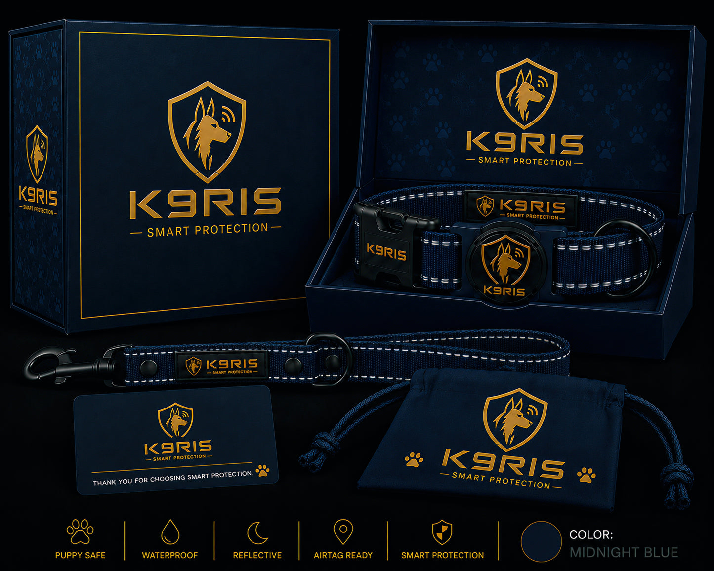 K9RIS™ Featherlight Protection Collar | Built-In AirTag Holder | Small to Medium-Large Dogs
