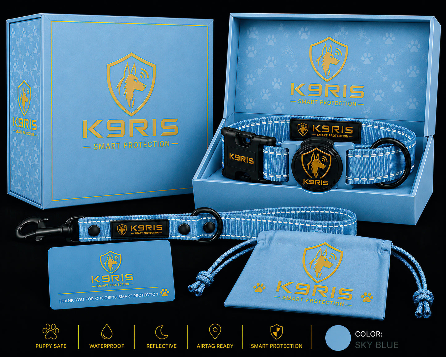 K9RIS™ Featherlight Protection Collar | Built-In AirTag Holder | Small to Medium-Large Dogs