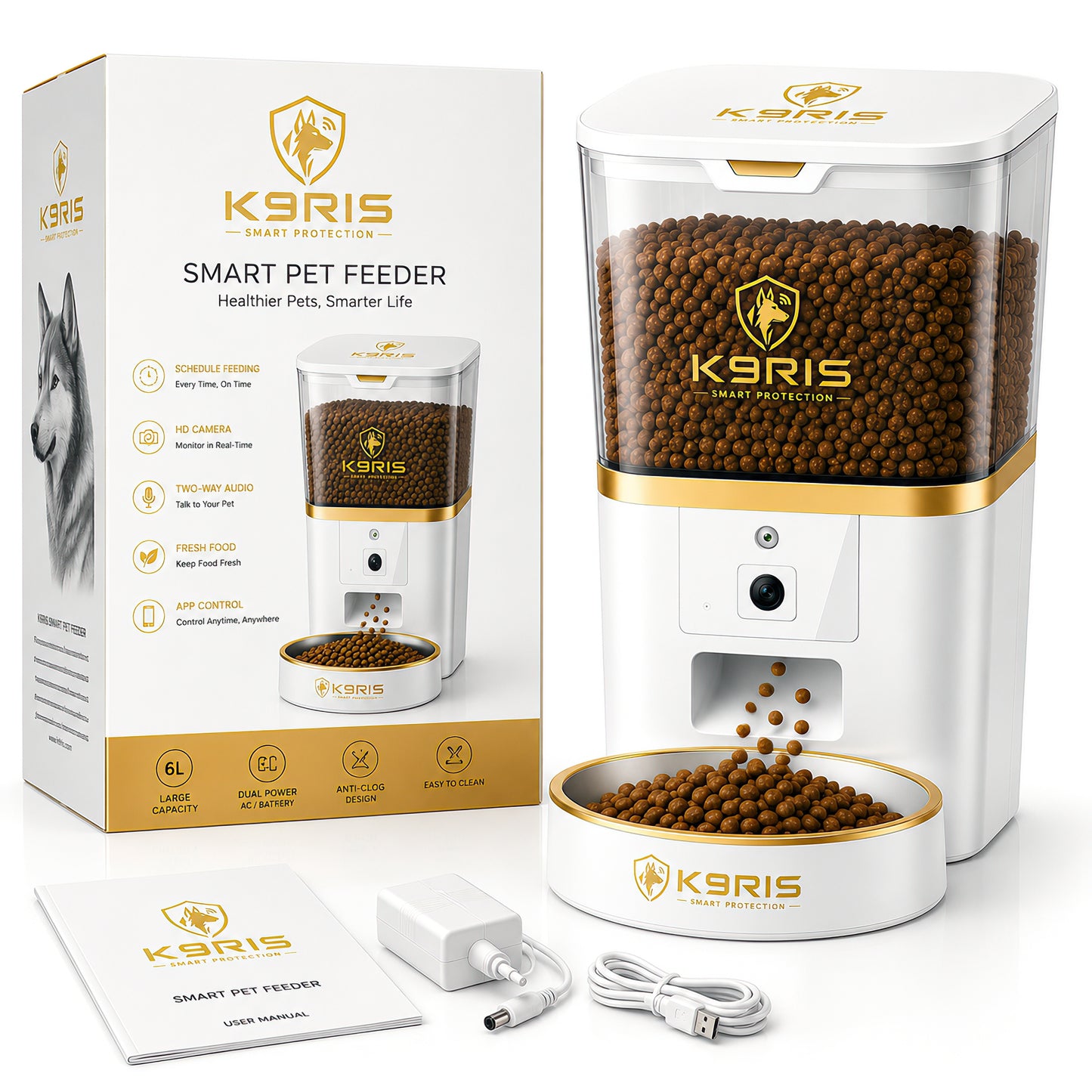 K9RIS™ Smart Pet Feeder | 6L | 1080P HD Camera | App Control