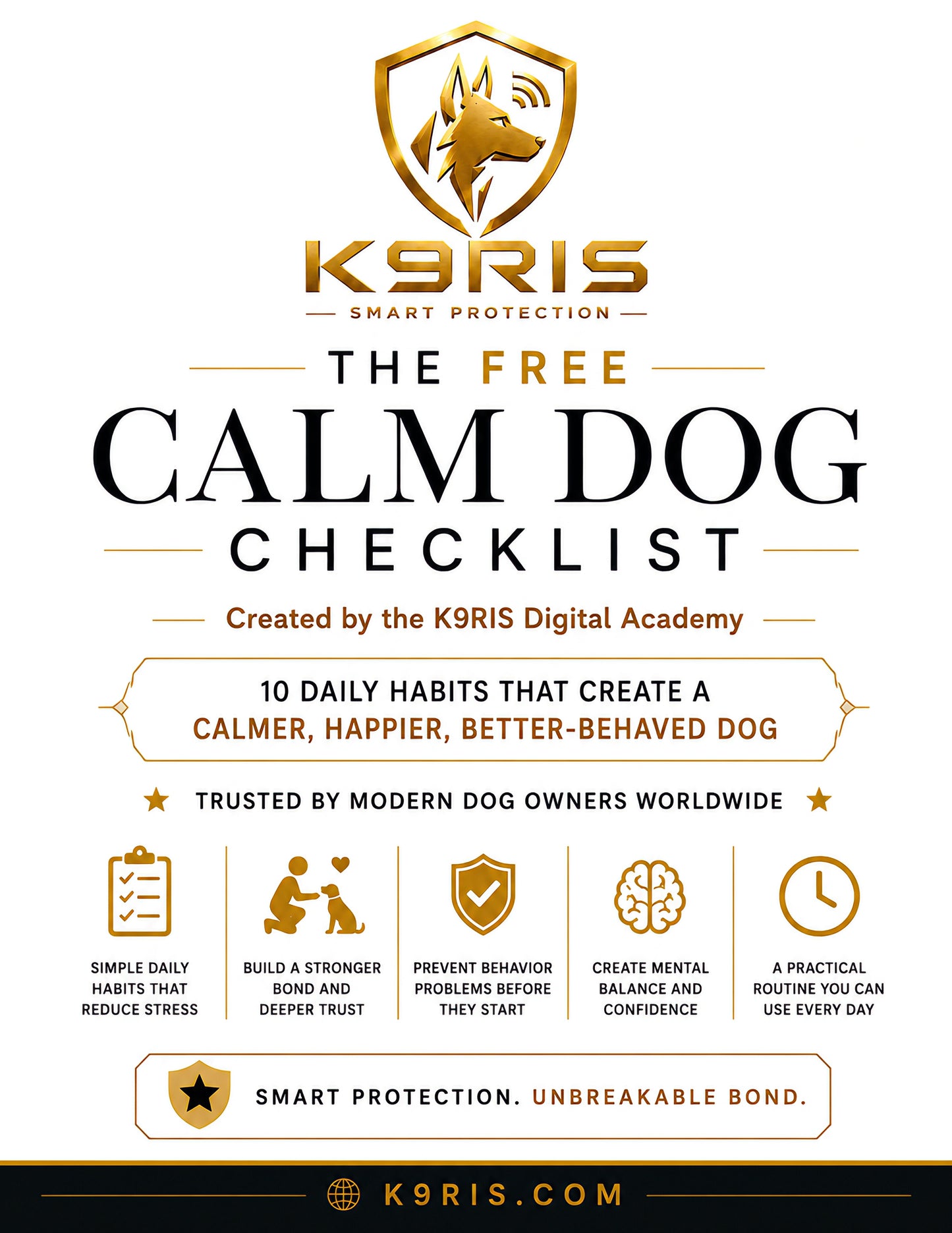 FREE Calm Dog Checklist™ 10 Daily Habits For A Calmer, Happier Dog