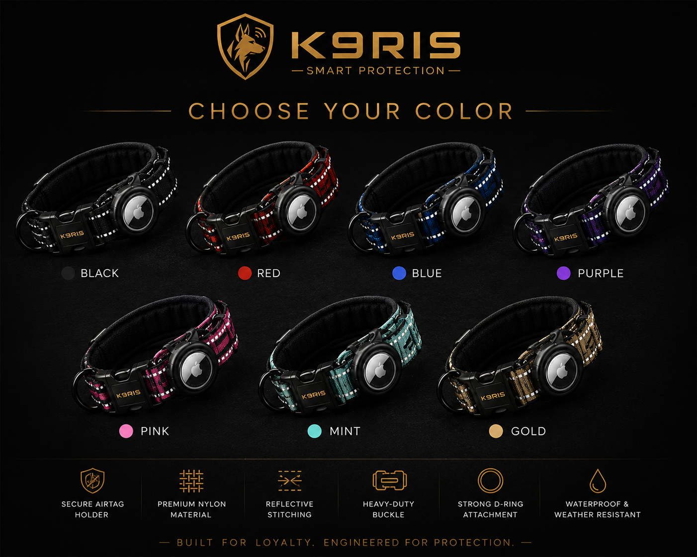 K9RIS Puppy Protection Collar lifestyle photo — puppy wearing collar outdoors