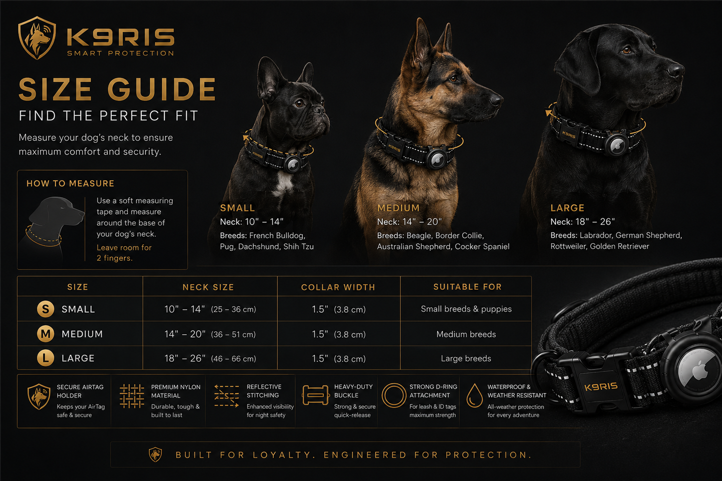 K9RIS Tactical AirTag Collar unboxing — premium packaging and included accessories